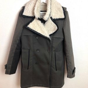 Rachel Roy Green Military Sherpa Coat Jacket Small
